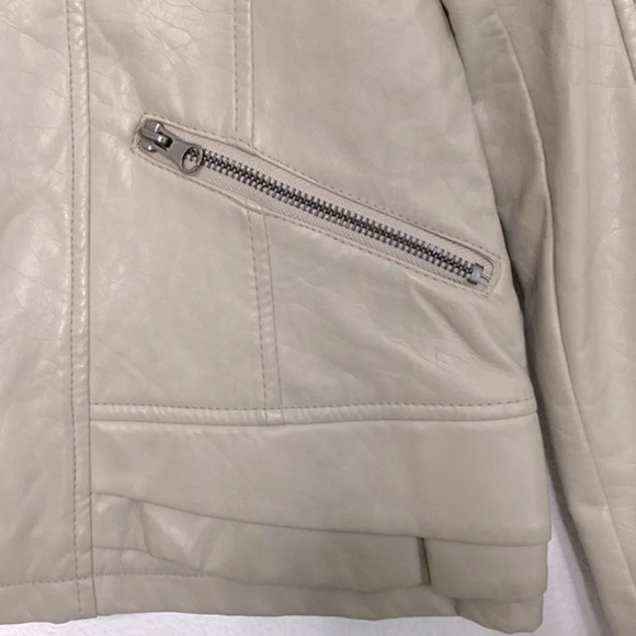 Maralyn & Me Motorcycle Faux Leather Gorpcore Taupe Bikercore Moto Jacket Size M - Picture 2 of 7